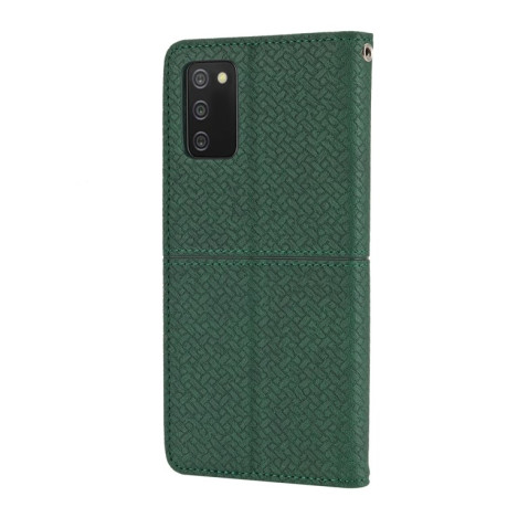 Чехол-книжка Woven Texture для Samsung Galaxy A03s - зеленый