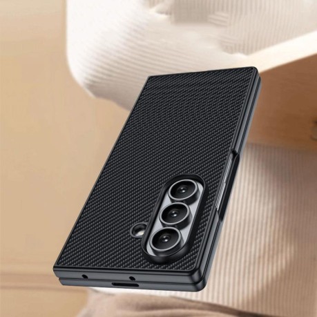 Противоударный чехол Carbon Fiber Texture Printing для Samsung Galaxy Fold 7 - черный
