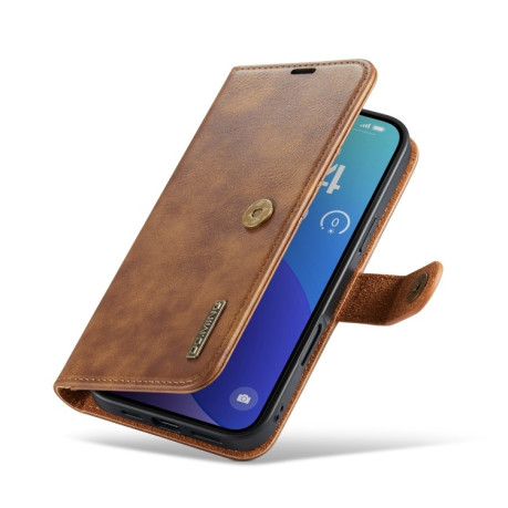 Чохол-книжка DGMING Crazy Horse Texture для iPhone 16 Pro - коричневий
