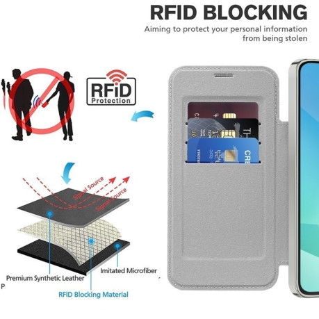 Чохол-книжка Shield MagSafe RFID Anti-theft Leather  для Samsung Galaxy A16 5G - сірий