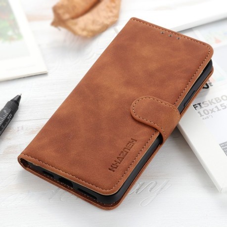 Чехол-книжка KHAZNEH Cowhide Texture на Samsung Galaxy M35 5G - коричневый