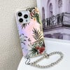 Чохол Electroplating Laser Flower Phone Case with Wrist Strap на iPhone 16 Pro Max - Leaves
