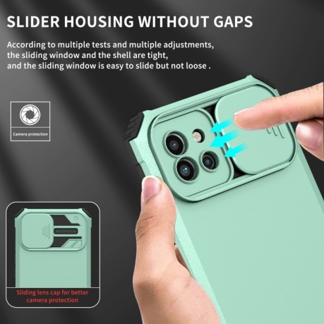 Противоударный чехол Stereoscopic Holder Sliding для Samsung Galaxy A03 - голубой