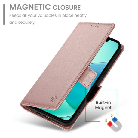 Чехол-книжка Side Buckle Magnetic Frosted Leather для iPhone 16e - розовое золото
