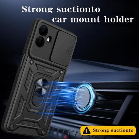 Чохол із шторкою на камери Sliding Camshield та кишенькою для карток на Samsung Galaxy A07 4G - сріблястий