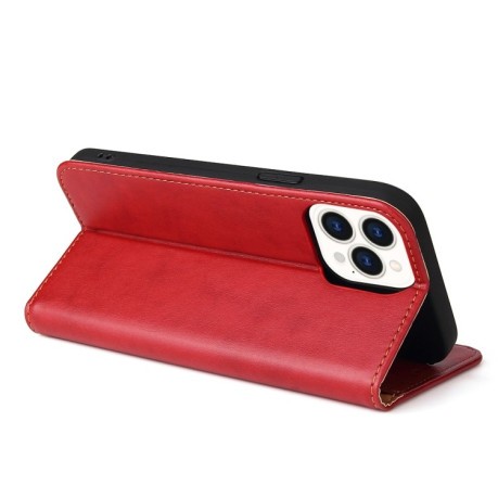 Кожаный чехол-книжка Fierre Shann Genuine leather на iPhone 14 Pro - красный