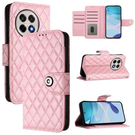 Чехол-книжка Rhombic Texture Flip Leather для OnePlus 13R/Ace 5/Ace 5 Pro - розовый