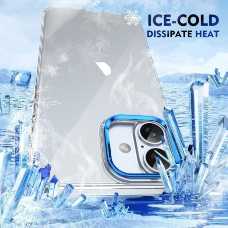 Противоударный чехол Ice Feel HD Transparent PC Full Coverage для iPhone 16 Plus - синий