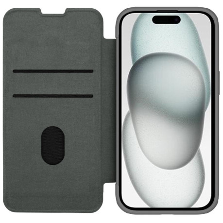 Чехол-книжка  NILLKIN QIN Series Pro Fabric Textured Leather для iPhone 15 - серый