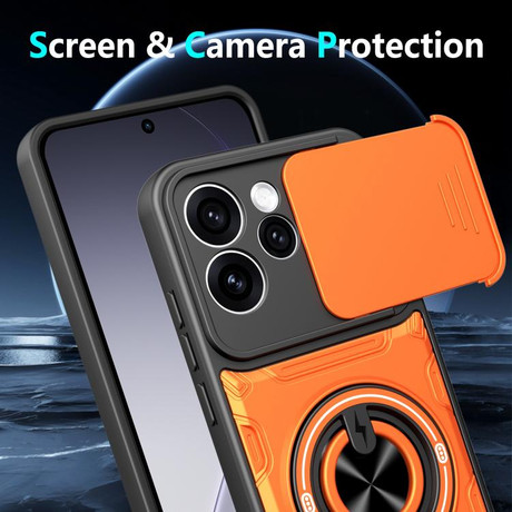 Противоударный чехол со шторкой камеры Sliding Camshield и кольцом-подставкой на OPPO Reno15 Pro Max 5G Global — красный
