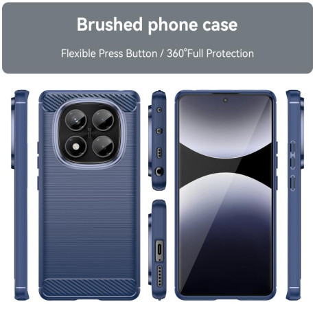 Протиударний чохол Brushed Texture Carbon Fiber на Xiaomi Redmi Note 14 Pro 4G - синій