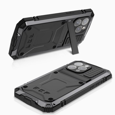 Протиударний металевий чохол R-JUST Dustproof на iPhone 15 Pro Max - чорний