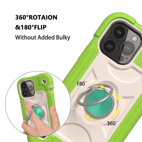 Противоударный чехол Silicone with Dual-Ring Holder для iPhone 14/13 - светло-зеленый