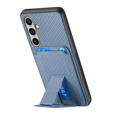 Противоударный чехол Carbon Fiber Card Bag для Samsung Galaxy A56 5G - синий