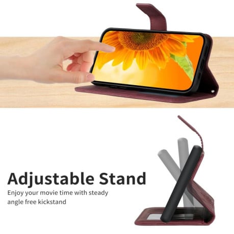 Чохол-книжка Skin Feel з малюнком соняшника на OnePlus Nord 5 5G / Ace 5 Ultra - винно-червоний