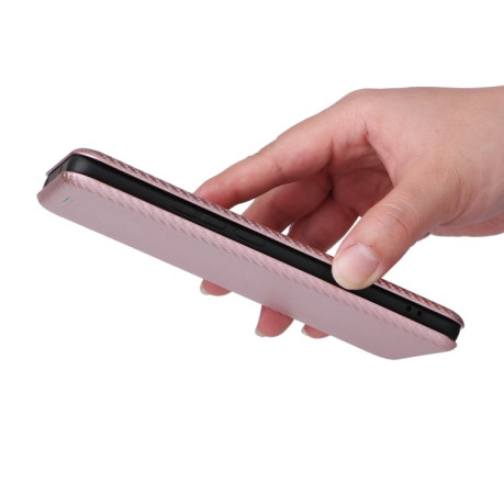 Чохол-книжка Carbon Fiber Texture на Xiaomi 13 Lite - рожевий