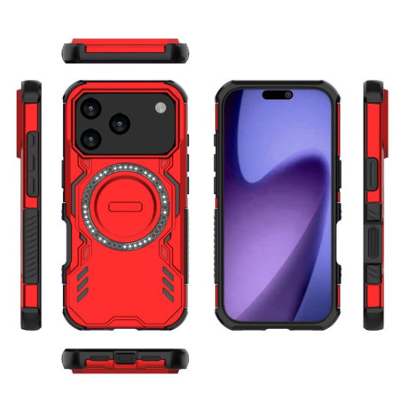 Противоударный чехол Butterfly Armor MagSafe Magnetic Ring Shockproo для iPhone 17 Pro - красный