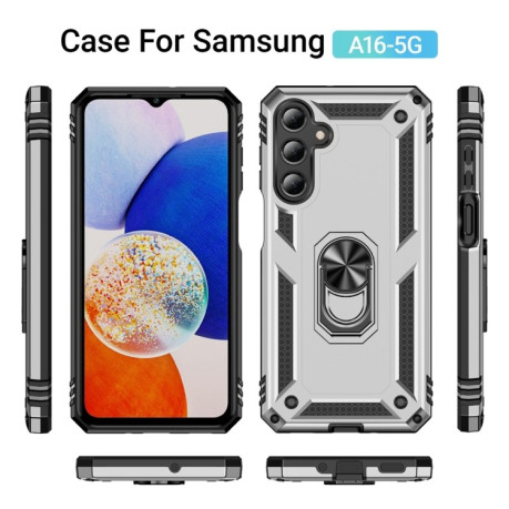 Противоударный чехол HMC 360 Degree Rotating Holder на Samsung Galaxy A16 5G - серебристый