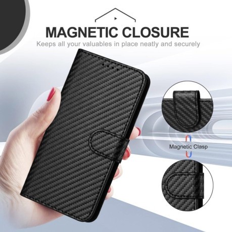 Чехол-книжка Carbon Fiber Texture на Samsung Galaxy S25 Ultra 5G - черный