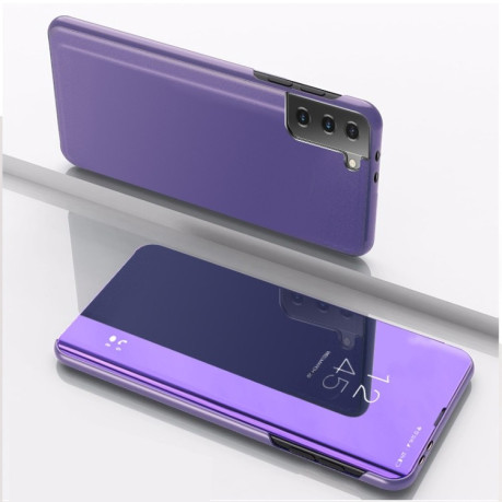 Чехол книжка Clear View на Samsung Galaxy S21 FE - фиолетово-синий