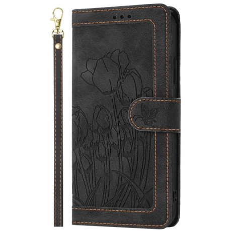 Чохол-книжка Tulips Embossed Leather для iPhone 16e - чорний