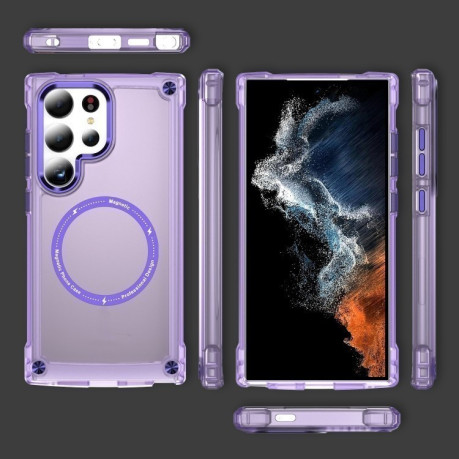 Протиударний чохол Skin Feel TPU + PC MagSafe Magnetic для Samsung Galaxy S25 Ultra 5G - прозоро-фіолетовий
