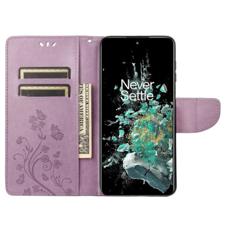 Чохол-книжка Butterfly Flower Pattern для OnePlus 10T - світло-фіолетовий