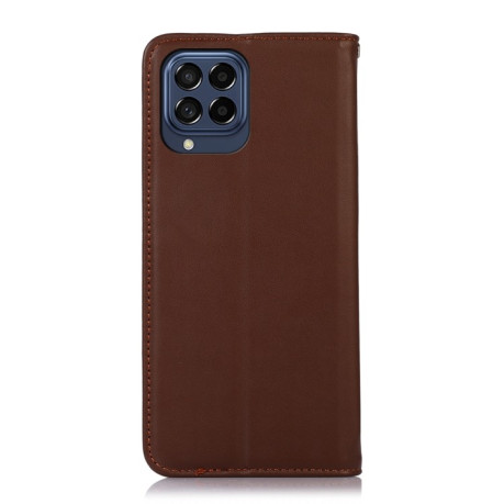 Кожаный чехол-книжка KHAZNEH Nappa Top Layer на Samsung Galaxy M53 5G - коричневый
