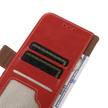 Кожаный чехол-книжка Crazy Horse Top Layer для iPhone 15 Plus - красный
