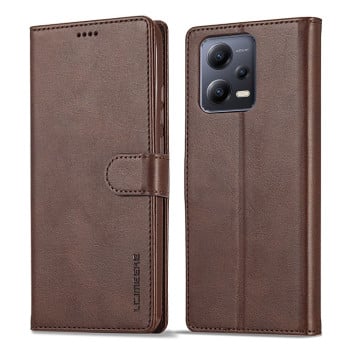 Чехол-книжка LC.IMEEKE Calf Texture на Xiaomi Redmi Note 12 5G/Poco X5 - коричневый