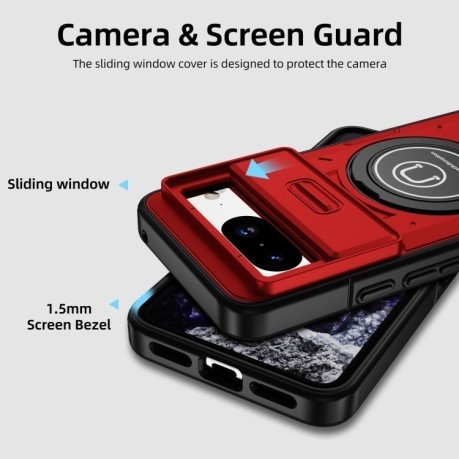 Протиударний чохол Sliding Camshield Magsafe Holder для Google Pixel 8a - червоний