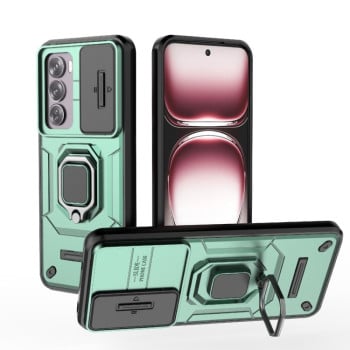 Противоударный чехол Sliding Camshield для OPPO Reno 12 Pro Global - зеленый