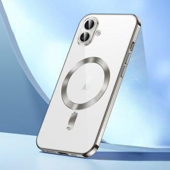 Силиконовый чехол SULADA с MagSafe с блестящим покрытием на iPhone 16 Plus - серый