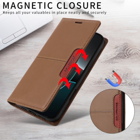 Чохол-книжка GQUTROBE G01 RFID Anti-theft Leather для OPPO Reno12 F/12FS - коричневий