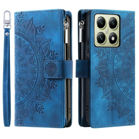 Чехол-книжка Multi-Card Totem Zipper Leather  для Xiaomi 14T - синий