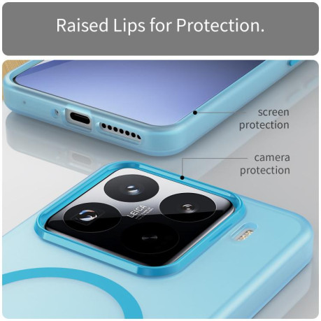 Протиударний чохол MagSafe Frosted Translucent TPU + PC для Xiaomi 15 Pro - синій