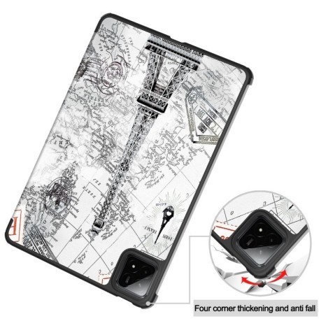 Чехол-книжка Custer Painted 3-Fold Stand Leather Smart для Xiaomi Pad 7 / 7 Pro - Retro Eiffel Tower