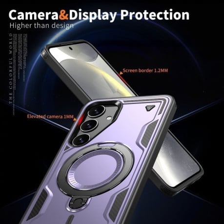 Протиударний чохол MagSafe Holder Armor PC Hybrid для Samsung Galaxy S24 FE 5G - фіолетовий