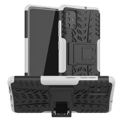 Противоударный чехол Tire Texture на Samsung Galaxy A51 - белый