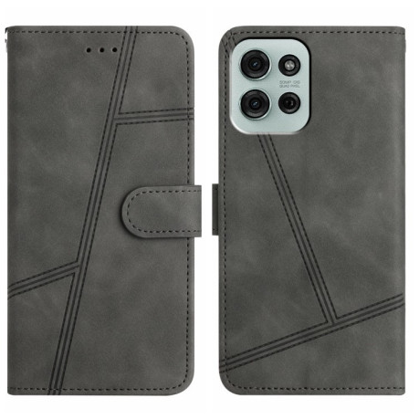 Чехол-книжка Skin-feel Stitching Leather для Motorola Moto G75 - серый