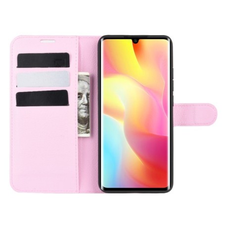 Чехол-книжка Litchi Texture на Xiaomi Mi Note 10 Lite - розовый