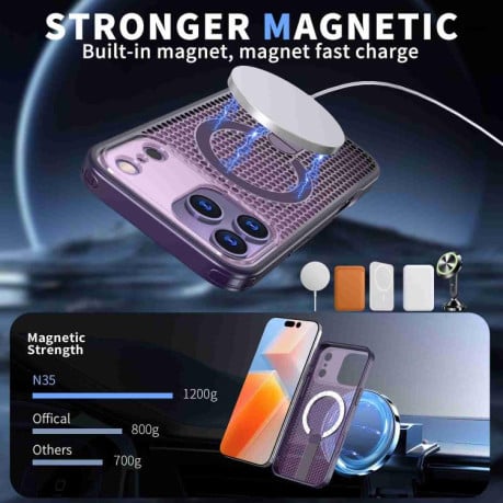 Чохол kalebol Honeycomb Cooling з MagSafe та підставкою на iPhone 17 Pro - фіолетовий