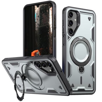 Противоударный чехол MagSafe Holder Armor PC Hybrid для Samsung Galaxy A16 5G - серый