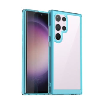 Протиударний чохол Colorful Acrylic Series із кольоровою силіконовою боковиною на Samsung Galaxy S24 Ultra 5G - синій