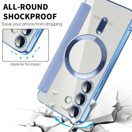 Чохол-книжка Shield MagSafe RFID Anti-theft Leather  для Samsung Galaxy S25 5G - синій