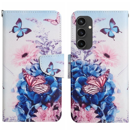 Чехол-книжка Colored Drawing Pattern для Samsung Galaxy S24 FE 5G - Butterfly