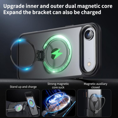 Противоударный чехол Double Ring MagSafe Magnetic Holder для iPhone Air - черный