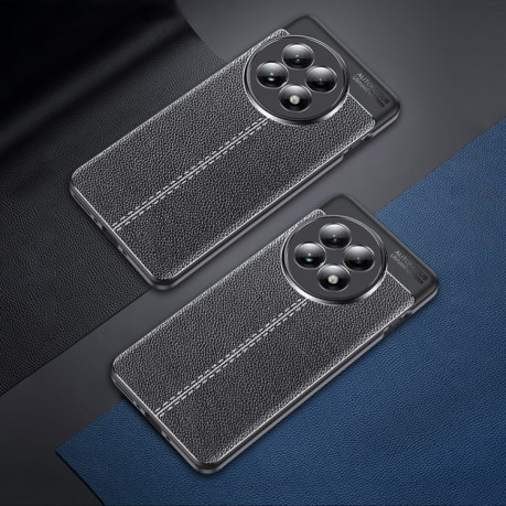 Противоударный чехол Litchi Texture на OnePlus 13 - черный