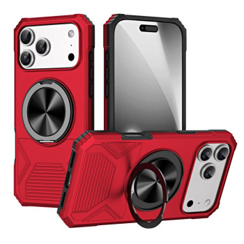 Противоударный чехол Alloy Rotating Holder MagSafe Shockproof с MagSafe и металлическим поворотным держателем на iPhone 18 Pro / 17 Pro — красный