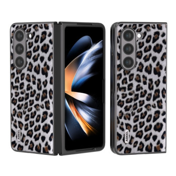 Противоударный чехол ABEEL Black Edge Leopard для Samsung Galaxy Fold 5 - серебристый